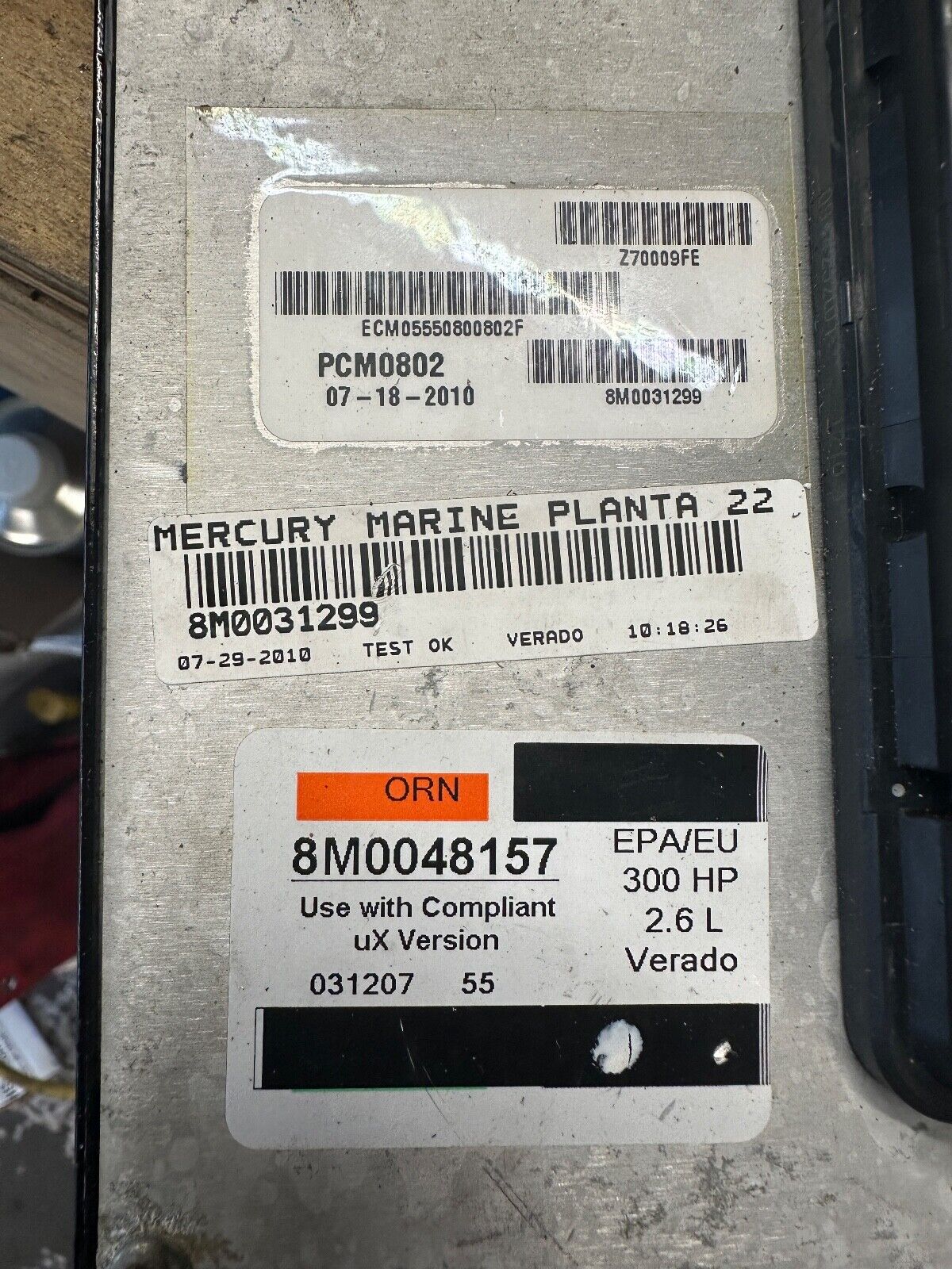 2010 Mercury Verado 300HP Outboard Computer PCM0802 ECU 8M0048157 PCM 8M0031299 - Fishhawk MarineeBay Motors:Parts & Accessories:Boat Parts:Outboard Engines & Components:Electrical Systems