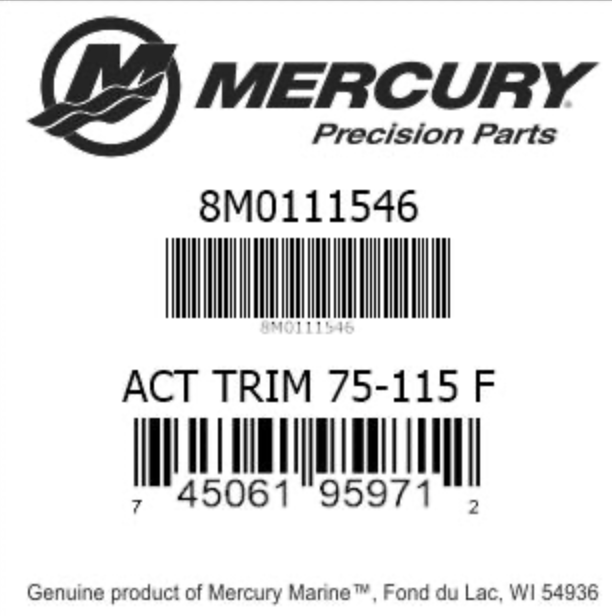 Mercury Marine Active Trim Kit Single Engine Mercury 75HP thru 115HP 8M0111546 - Fishhawk MarineeBay Motors:Parts & Accessories:Boat Parts:Outboard Engines & Components:Trim & Tilt