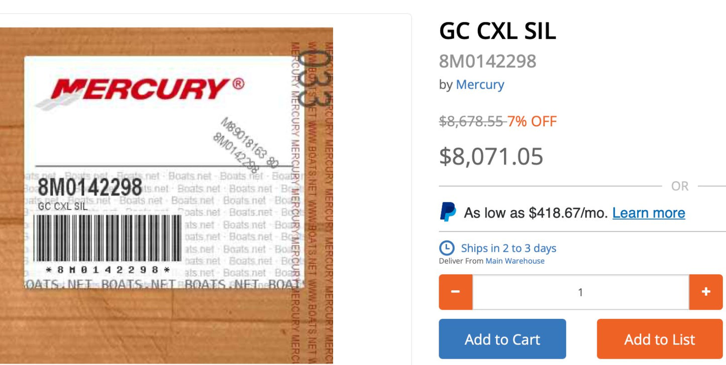 OEM Mercury V6 V8 1.85 CXL LOWER UNIT COUNTER ROTATION 8M0142298 PRO XS 200-300 - Fishhawk MarineeBay Motors:Parts & Accessories:Boat Parts:Outboard Engines & Components:Other