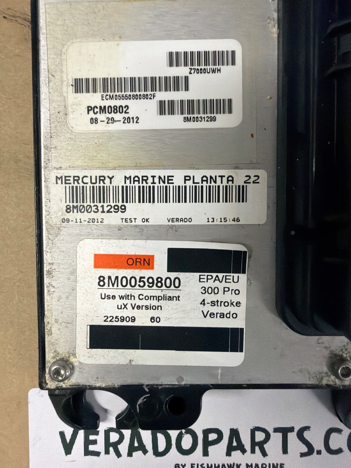 2012 Mercury Verado 300 PRO HP Outboard Computer PCM0802 ECU 8M0071570 PCM - Fishhawk MarineeBay Motors:Parts & Accessories:Boat Parts:Outboard Engines & Components:Electrical Systems