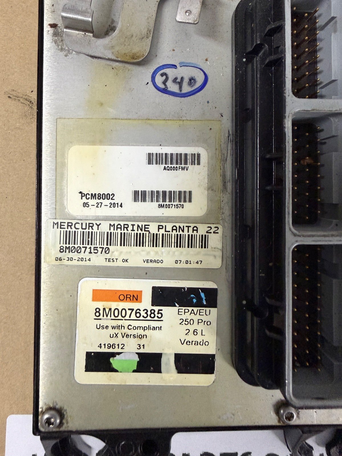 2014 Mercury Verado L6 FLASHED 340HP Outboard Computer PCM8002 ECU 8M0071570 PCM - Fishhawk MarineeBay Motors:Parts & Accessories:Boat Parts:Outboard Engines & Components:Electrical Systems