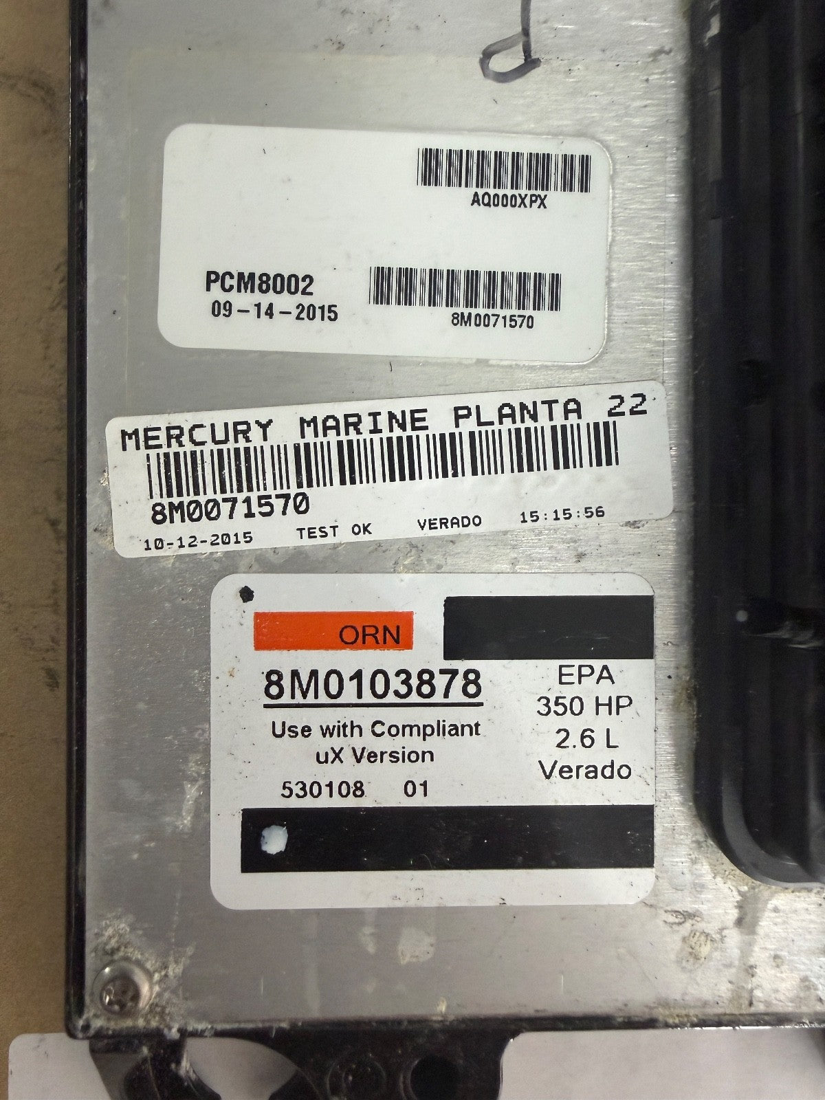 2015 Mercury Verado 300 HP Outboard Computer PCM8002 ECU (TWO WIRE FSM MODEL) - Fishhawk MarineeBay Motors:Parts & Accessories:Boat Parts:Outboard Engines & Components:Electrical Systems