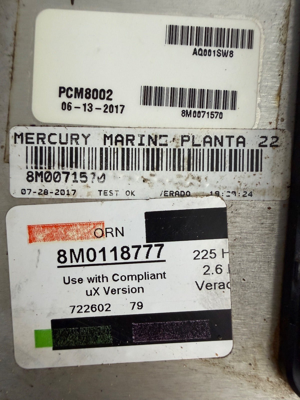 2017 Mercury Verado 225 HP Outboard Computer PCM8002 ECU 8M0118777 8M0071570 PCM - Fishhawk MarineeBay Motors:Parts & Accessories:Boat Parts:Outboard Engines & Components:Electrical Systems