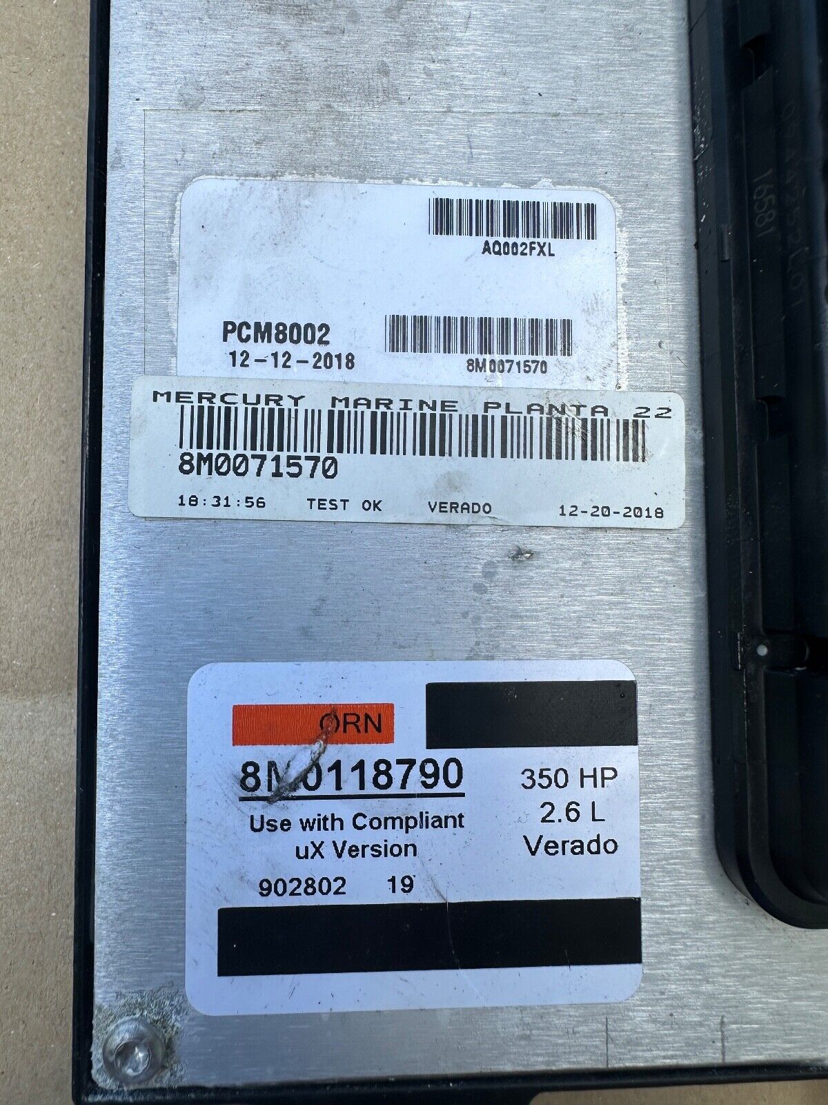 2018 MERCURY VERADO 350 Hp 2.6L Verado PCM PCM8002 8M0118790 8M0071570 ECU - Fishhawk MarineeBay Motors:Parts & Accessories:Boat Parts:Outboard Engines & Components:Other