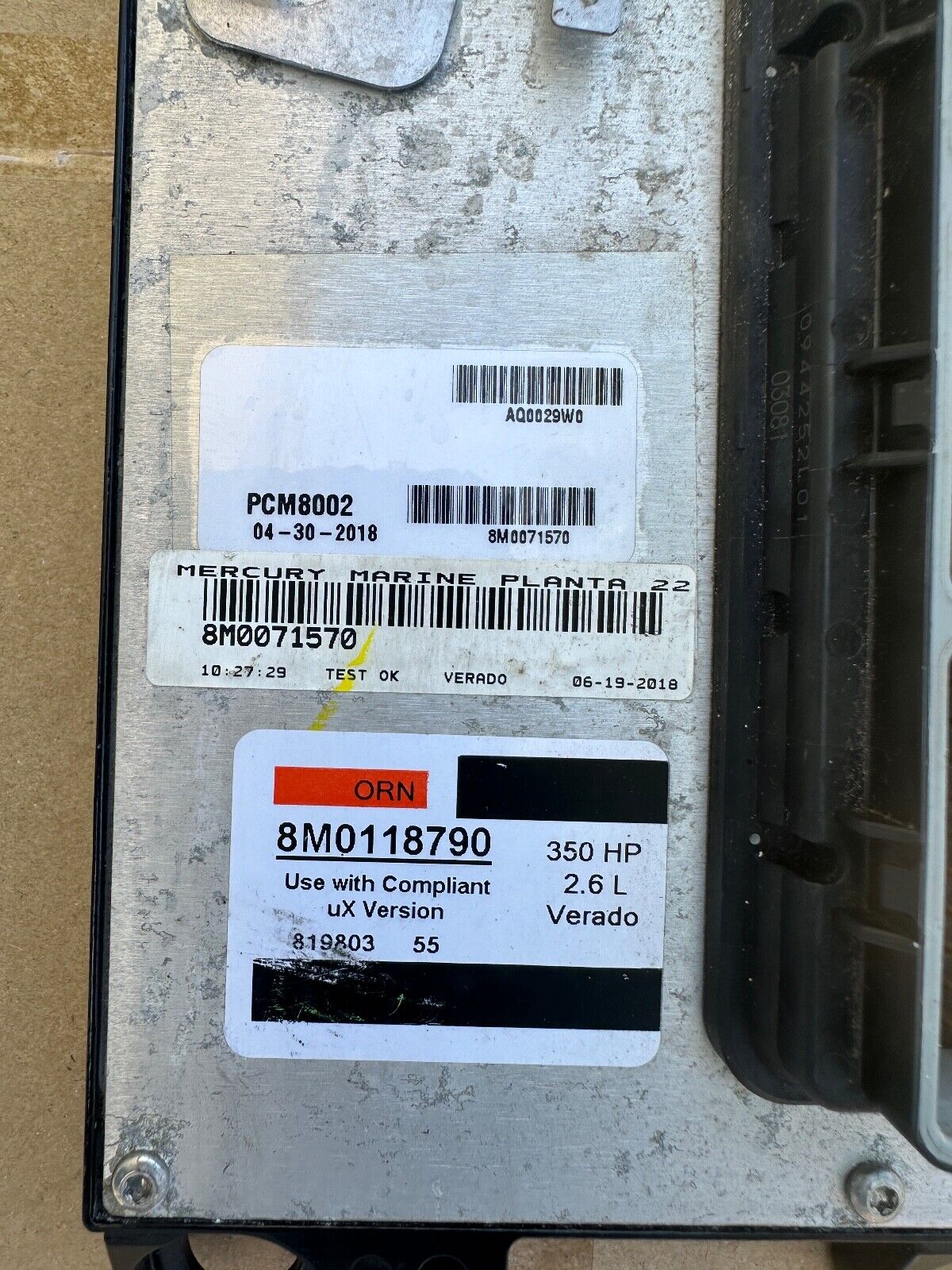MERCURY VERADO 350 Hp 2.6L Verado PCM PCM8002 8M0118790 8M0071570 ECU - Fishhawk MarineeBay Motors:Parts & Accessories:Boat Parts:Outboard Engines & Components:Other