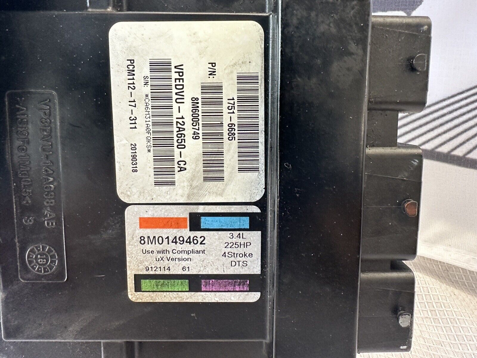 OEM Mercury Marine 225hp 34l Computer V6 PCM 8M0149462 34l 8M6005749 PCM112 - Fishhawk MarineeBay MotorsParts AccessoriesBoat PartsOutboard Engines ComponentsOther